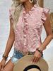 Women's Sleeveless Embroidered Blouse with Ruffle Trim