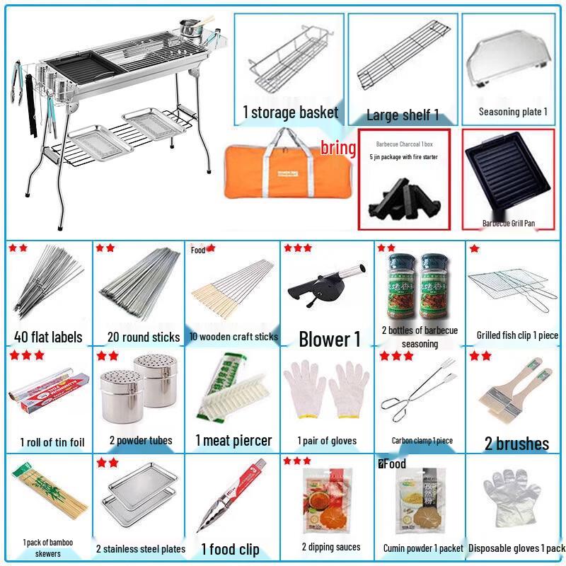 Foldable Stainless Steel Portable BBQ Grill