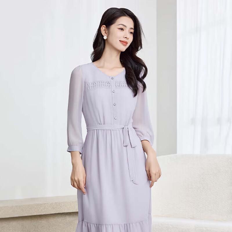 

JESSIE Elegant Tie-Waist Slimming A-Line Dress S