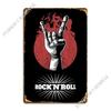 Rocknroll Hand Music Metal Sign Rusty Wall Decor Cinema Living Room Tin Sign Poster