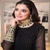 Women's Black Mirror Work Flared Anarkali Gown Set with Dupatta