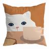 Orange Geometric Abstract Cat Print Pattern Cushion Cover for Home Living Room Sofa Decoration   Pillowcase