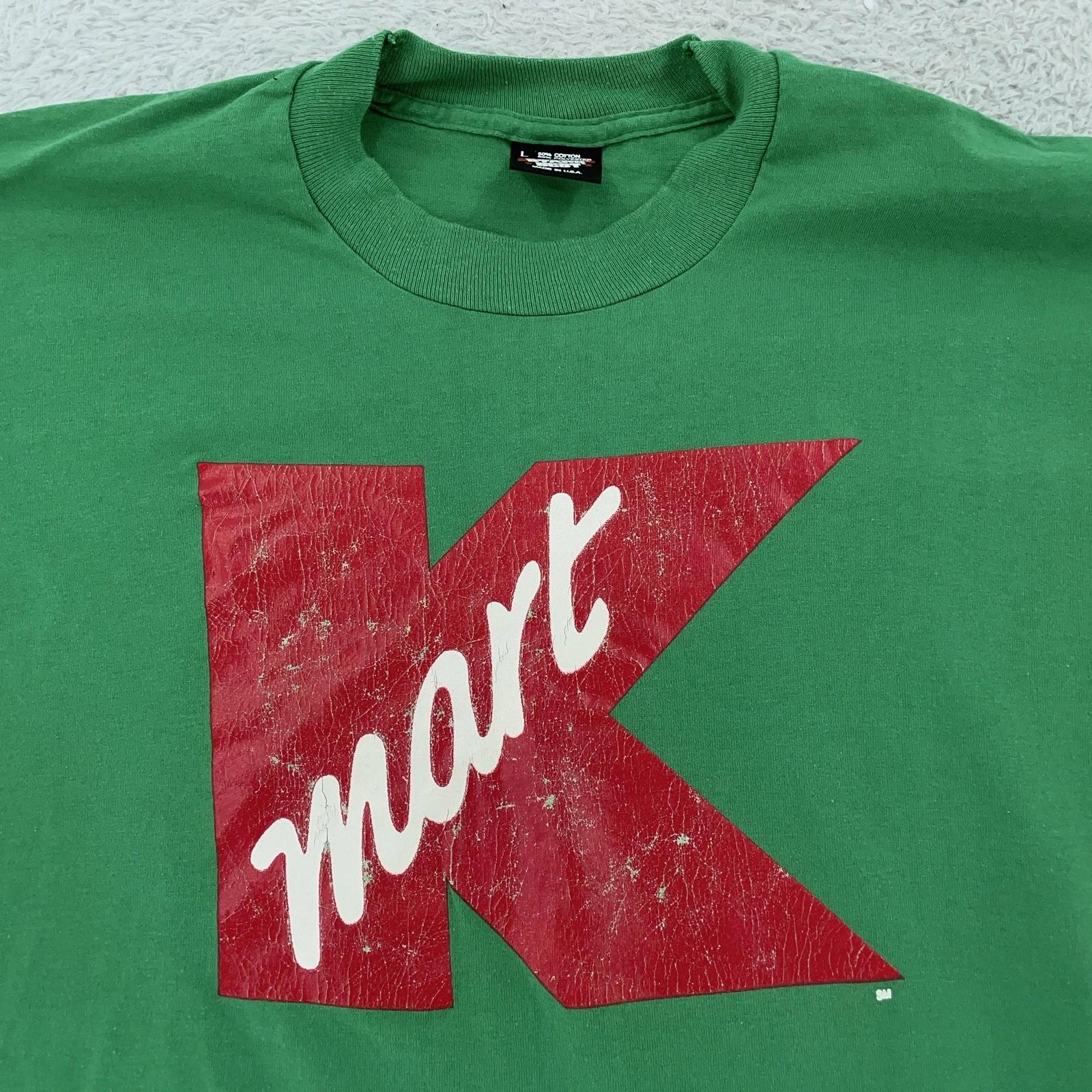 Vintage Kmart Shirt Mens Medium Department Store Green Logo Tee USA 90s S