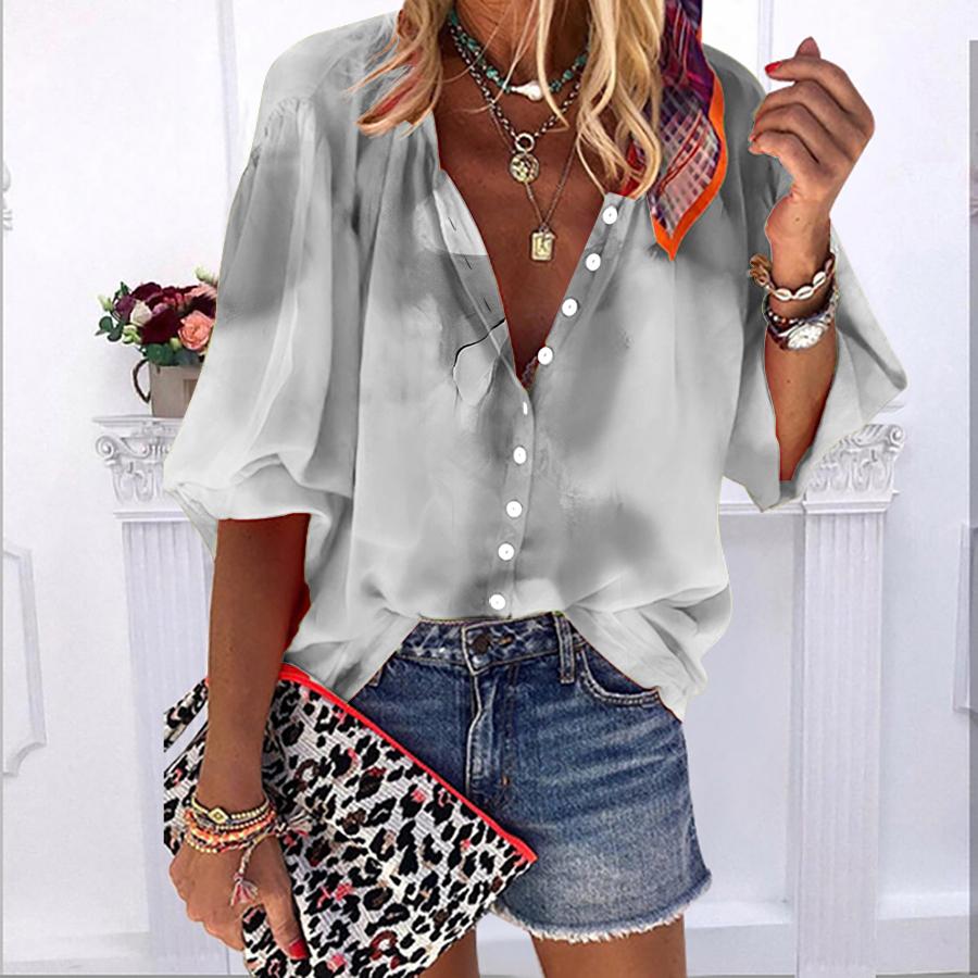 2023 Лето Осень Новые модные женские топы Многоцветный рендеринг с принтом и короткими — фото 4