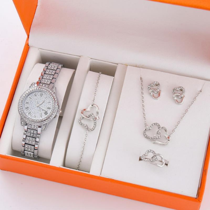 Popular Women'S Watches Supply Five-Piece Set Diamond Women'S Watches Women'S Fashion Square Quartz Watches