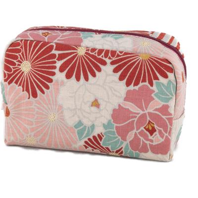 Noren-Beutel, Kosmetiktasche für Damen und Herren, japanisches Muster (Retro-Blumenbox-Beutel, Rot)  Hergestellt in Japan, Kosmetiktasche, Organizer für kleine Gegenstände