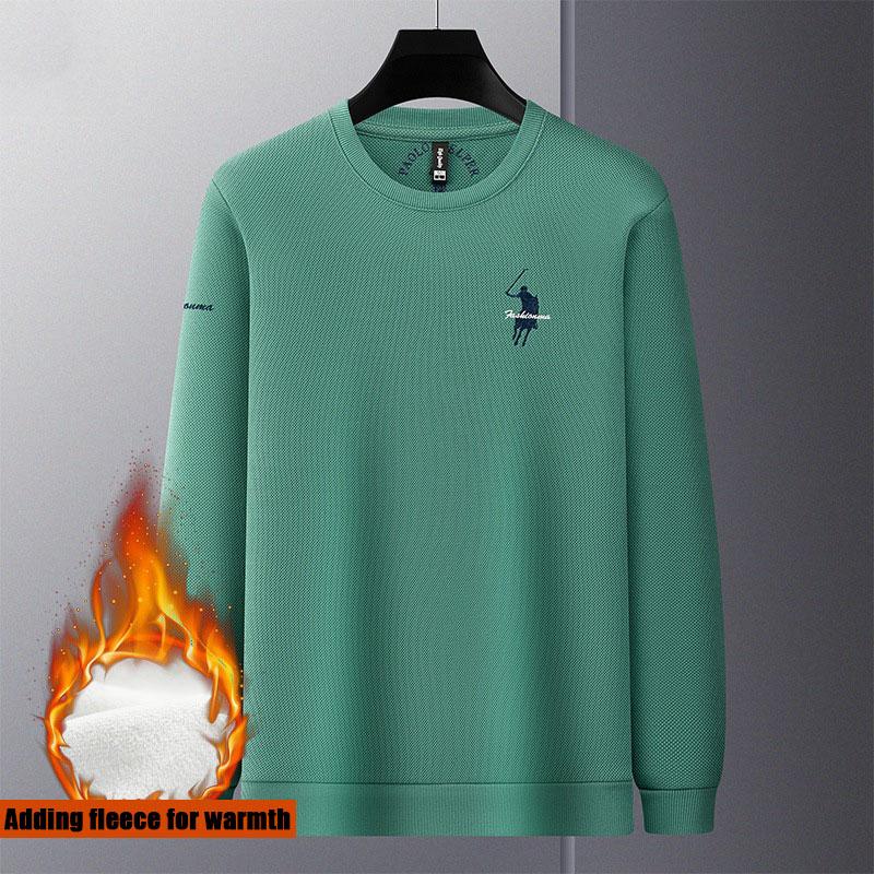 Новый универсальный повседневный деловой свитер на весну и осень для мужчин с воротником-стойкой и длинными рукавами, повседневный свитер с капюшоном из жаккардовой вязки M зелёный