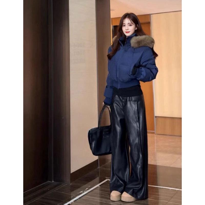 

Finland Snowscape Korean-Style Women s Winter Fur Collar Hooded Slim Short Jacket L (53-60 kg)