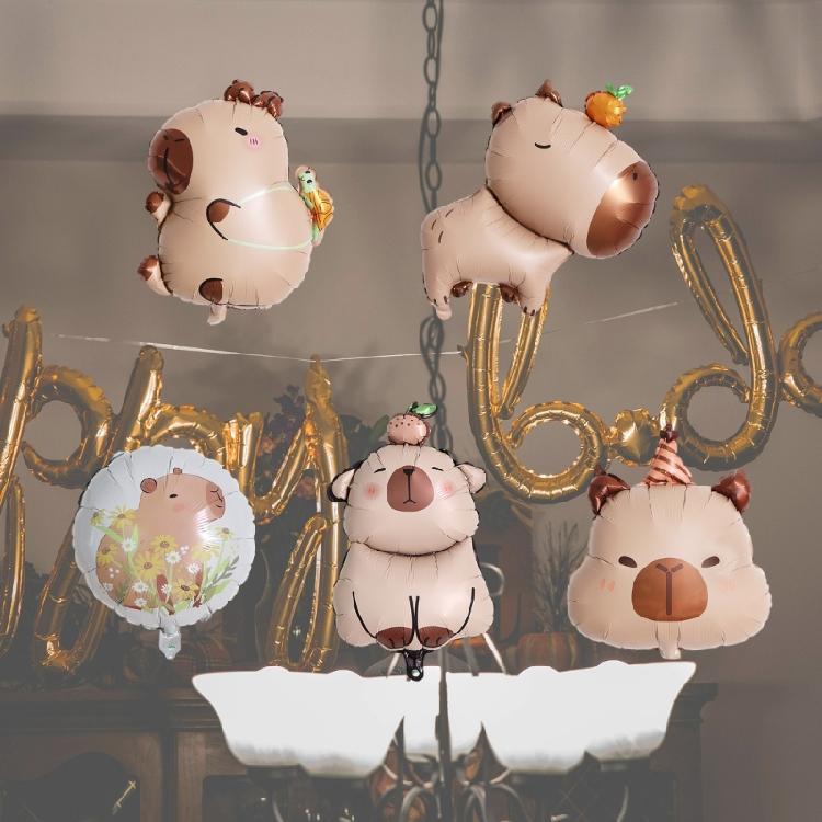 Set Of 5 Capybara Shape Foil Balloons Ideal For Party Decorations With Long Time Use and Vibranted Color