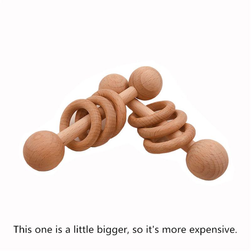 Organic Wood Montessori Styled Baby Rattle Perfect Grasping Teething Toy for Toddlers Paint