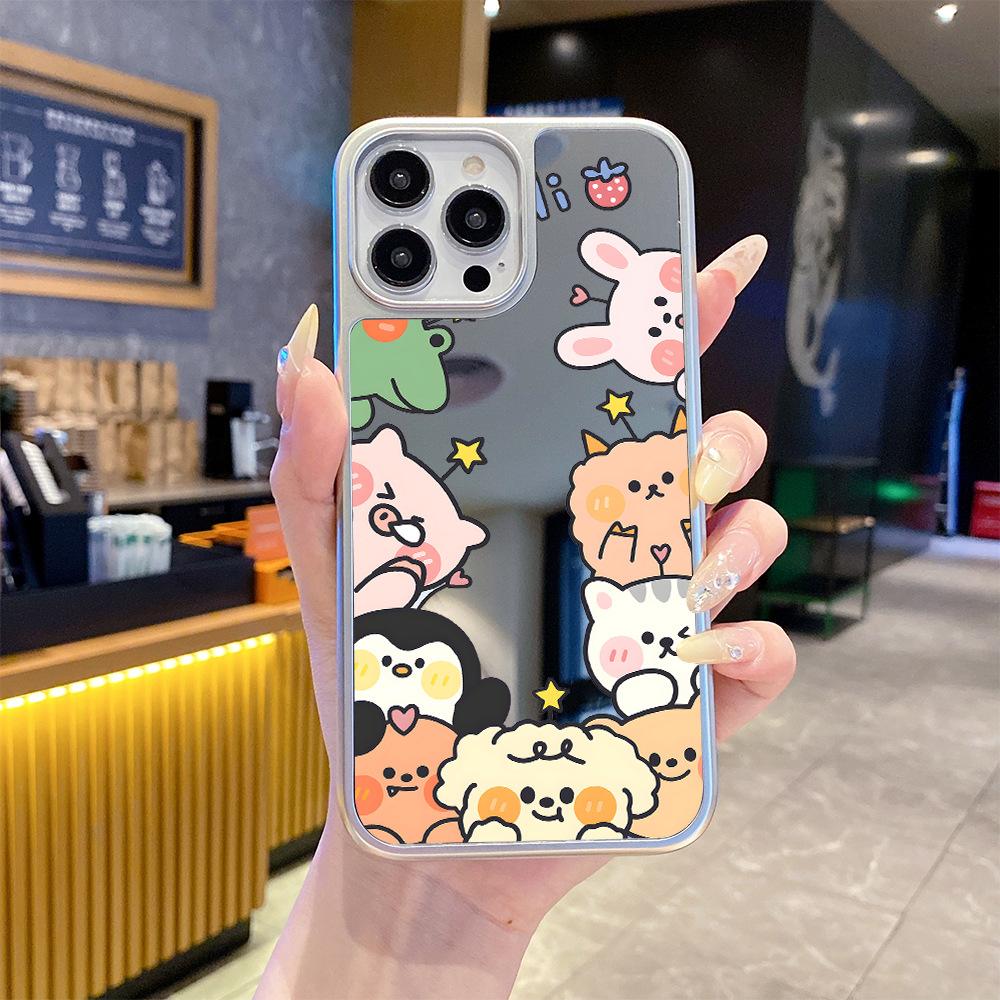 Hot-selling Internet celebrities cure small animals for Apple 16promax mobile phone case iPhone15 makeup anti-drop case