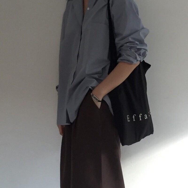 

South Korean Niche Brand Ins Same Letter Printed Shoulder Bag Thin Grey Cloth Single Environmentally Friendly
