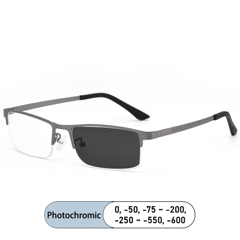 Brand Design Half Frame Eyebrow Glasses Anti Blue Light Photochromic Myopia Prescription Glasses 0 to 600 for Men Women
