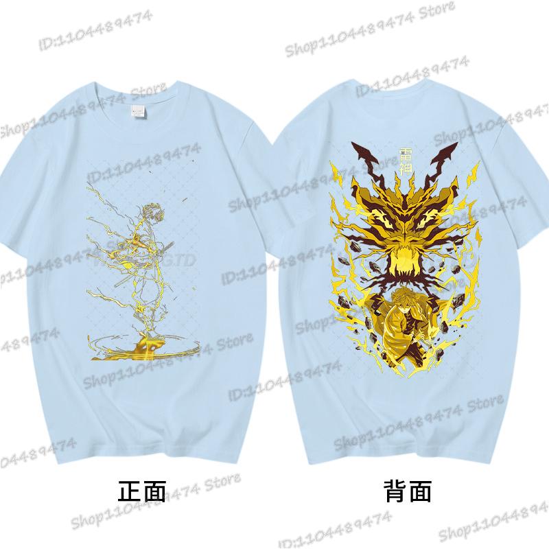 Demon Slayer T Shirts Anime Agatsuma Zenitsu Vintage Cotton Comfortable T-shirts Casual Loose T Shirt Male Female Streetwear