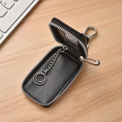 Visual Mirror Window Car Key Protector Bag Pu Leather Key Holder Mini Auto Key Pocket Case Unisex Keyring Wallet Zipper Bag