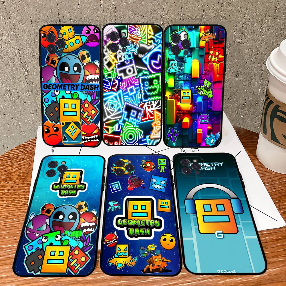 Game Geometry Dash For IPhone 17 16 15 14 13 12 11 Pro Max 13 17Air Shockproof Soft Phone Cases Coque