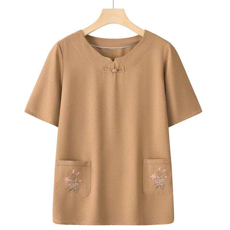 

Summer Short-Sleeve Women s Set for Seniors: Stylish T-Shirt Top for Moms, Grandmothers, and Women Aged 50-60+. XL for 80-100 Jin
