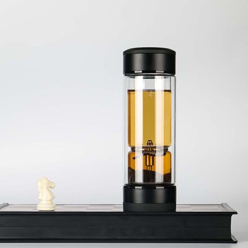 Shuanghan SH-7600 Portable Double-Layer Tea Water Separation Glass Cup