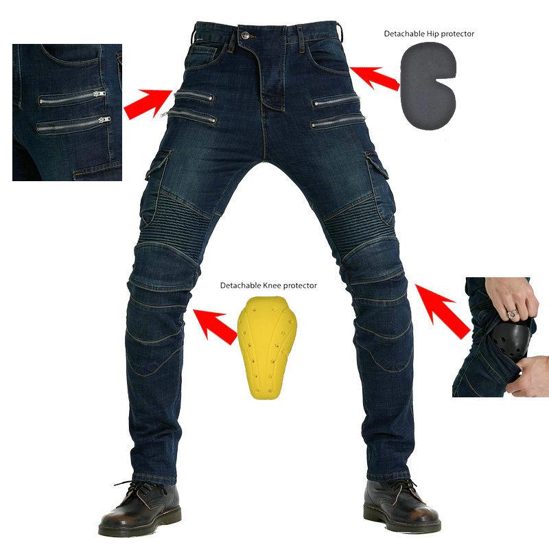 

Unisex Motorcycle Riding Jeans - Anti-Fall, Off-Road, All-Season Casual Pants M синий