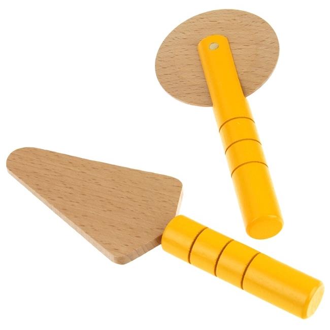 Wooden Pizza Cutter Toy Set with Tray Accessories