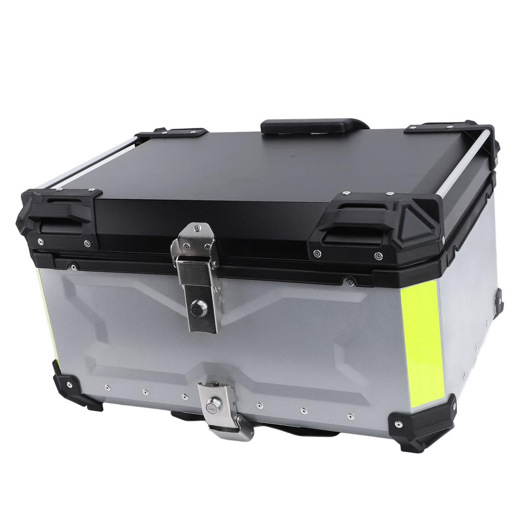 65L Motorcycle Top Case with Security Lock Water Resistant Aluminum Alloy Reflective Sticker Trunk