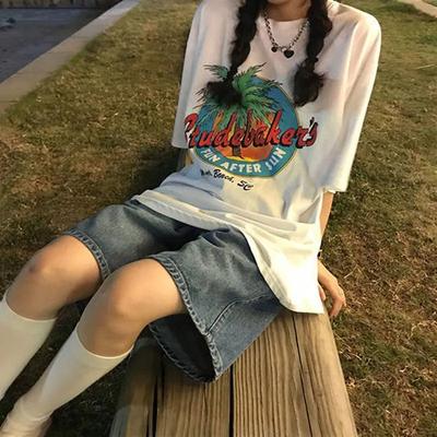 Vintage Y2k Baggy Jorts Women Summer High Waist Korean Streetwear Knee Length Wide Leg Jeans Harajuku Casual Denim Shorts