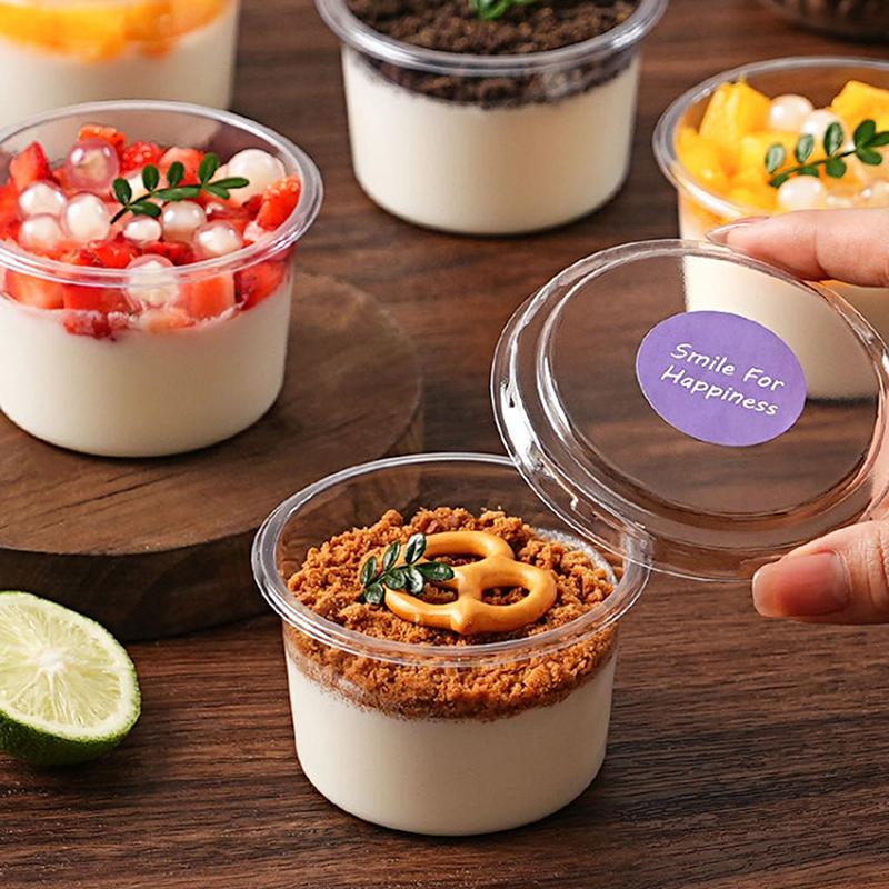 10/50Pcs Dessert Cup With Lid Transparent Ice Cream Cups For Pudding Yogurt Cups Mousse Cake Box Baking Packaging Container