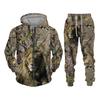 Høst og vinter Dyr Blader Kamuflasje 3D Treningsdresser Menn Utendørs Glidelås Fiske Camping Jaktsett Unisex Streetwear-dress