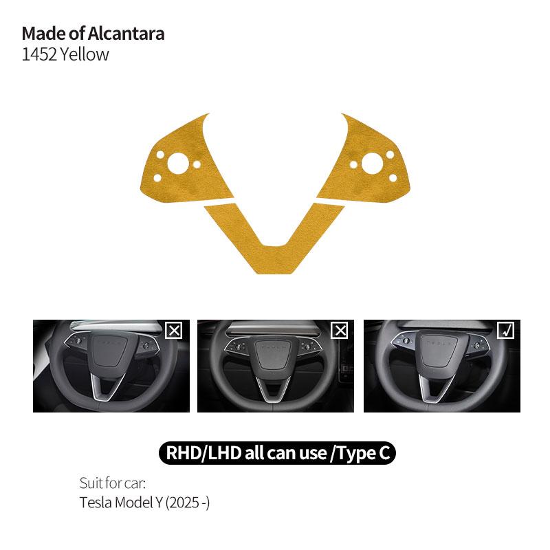 

Made of Alcantara For Tesla Model 3 (2024-)/Model Y (2025-) Steering Wheel Trim Frame Sticker Car Interior Tuning Accessories