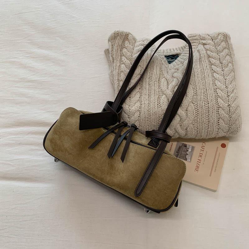 2025 Autumn Large Capacity Retro Frosted Shoulder Tote Handbag