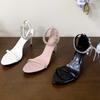 Fashion Luxury Rhinestone Pointed Toe Buckle High Heeled Sandals Women High Quality Crystal Ankle Strap Slide Sandals Banquet Dress Shoe