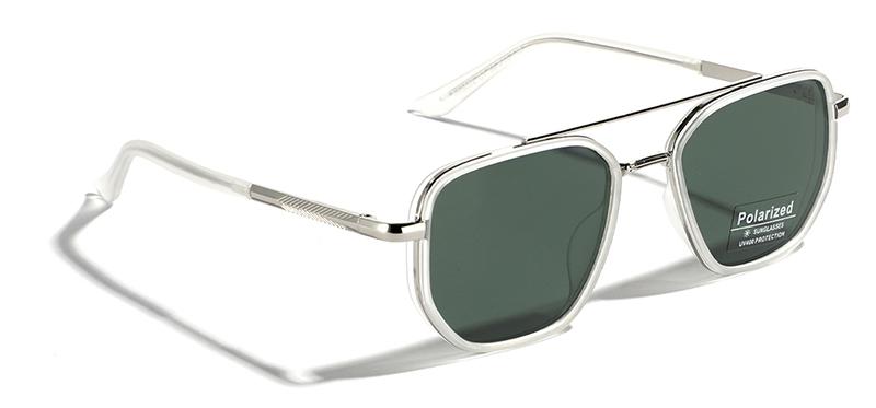 Peekaboo TR90 Polarized Sunglasses Men Retro Style Metal Square Sun Glasses for Women Double Bridge Driving Green Black Uv400