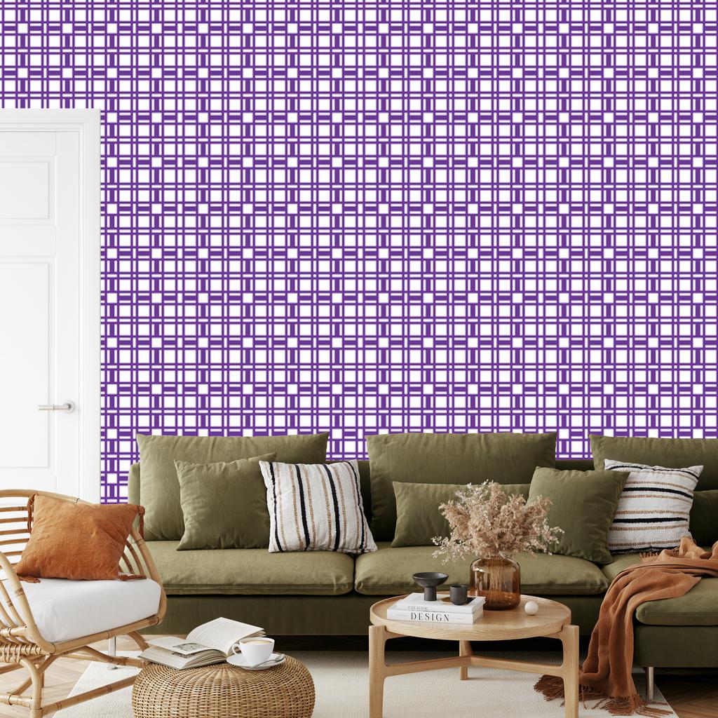Wallpaper Geometric Pattern Purple, Lavender and White 50x1000