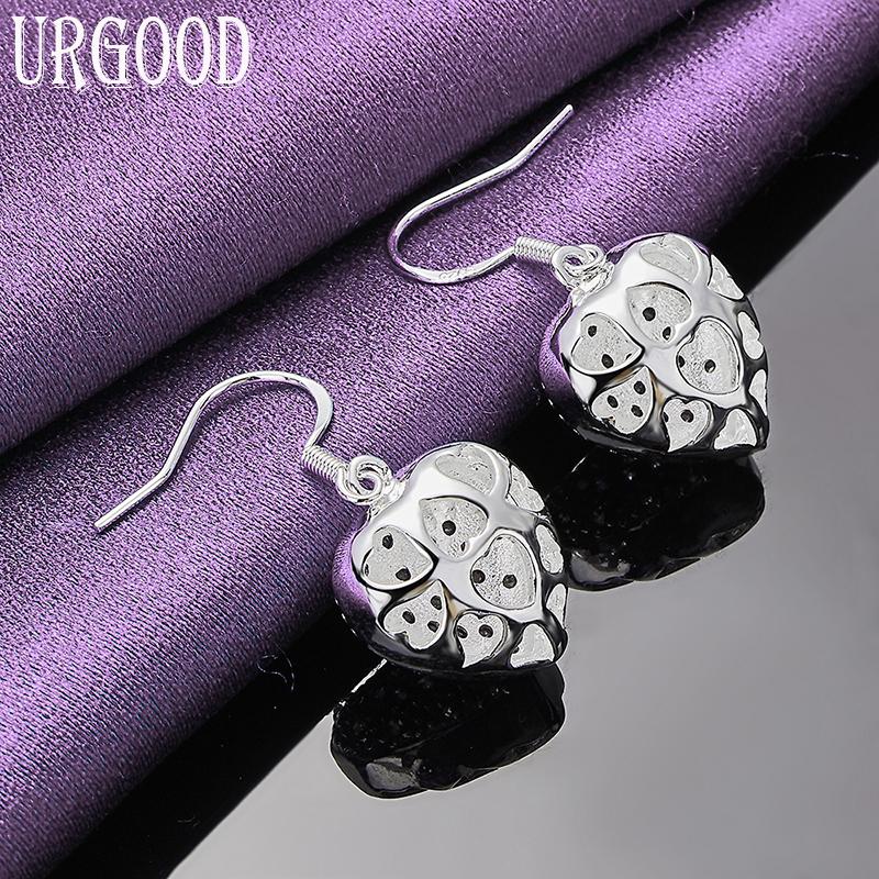 925 Sterling Silber Weiß Lila AAA Zirkon Herz Tropfen Ohrringe Schmuck