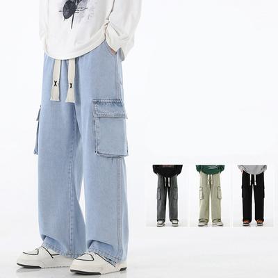 Herbst Herren Jeans Baggy American High Street Y2K Mode Streetwear Vintage Weitbeinige Hosen