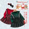 YCharu Christmas Santa Dress with Santa Halloween Cosplay Christmas Santa Claus Outfit for Performance Red and Green Kids' Dress, Headband, 2-Piece