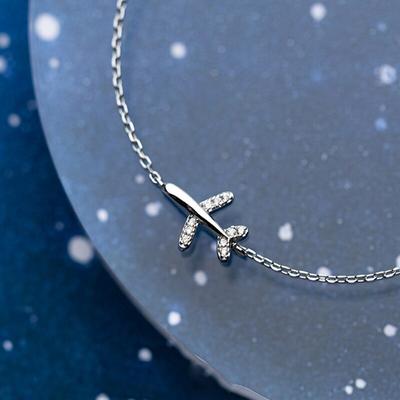 Regulējama 925 sterliņu sudraba plaknes šarmu rokassprādze Eleganta sieviešu modes rotaslieta