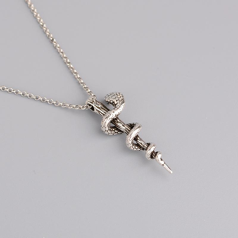 Cobra Vintage Thai Silver Scepter Necklace Female Hip Hop Personality Harry Potter Same Necklace
