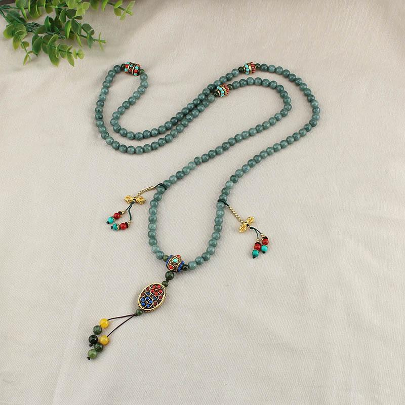 GEMCHIC Women s Vintage Nepal Beaded Long Tassel Crossbody Chain Chinese Bohemian Ethnic Necklace