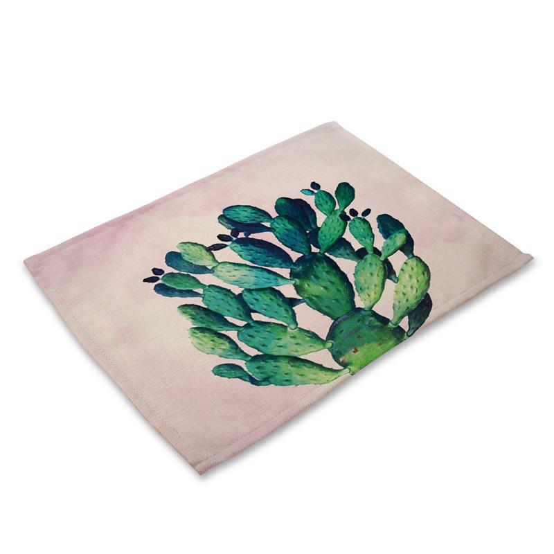 

Cactus Pattern Placemat Dining Table Mat Linen Drink Coaster Bowl Cup Mats Kitchen Pads 45*30cm Home Decor 2pcs 30x45cm