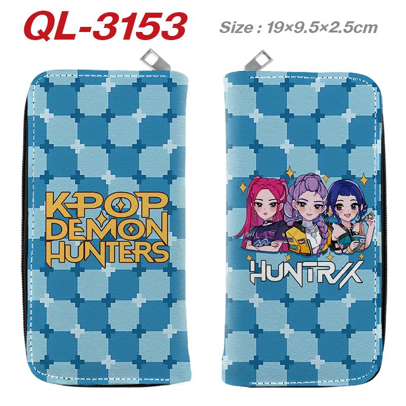 Portafoglio Lungo con Zip KPop Demon Hunters in Pelle PU Portamonete Cartone Animato per Donna Porta Carte Multipli Rosa