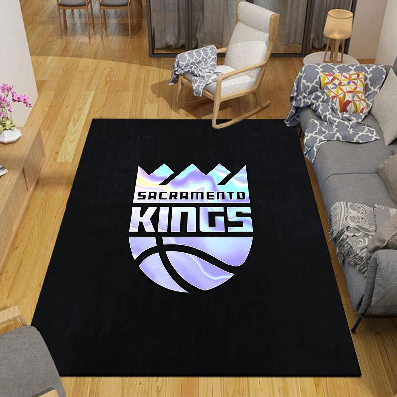 Sacramento Kings Flannel Pattern Square Carpet,Area Rug,Carpet Rug for Living Room Bedroom Sofa Playroom Decor,Non-slip Floor Mat