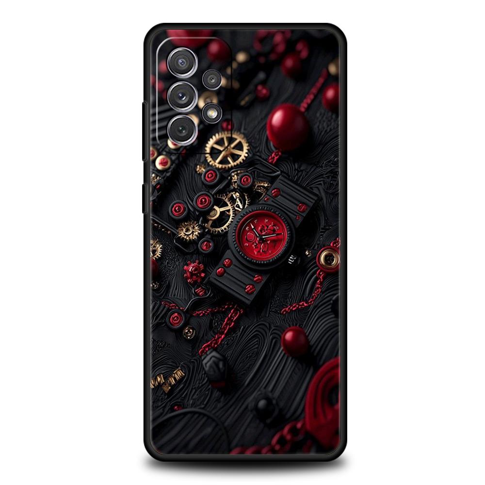 Phone Case for Samsung Galaxy A55 A53 A52 A52S A51 A41 A35 A32 A25 A23 A15 A13 A71 A72 5G Soft TPU Shell Mechanical Gear Pattern