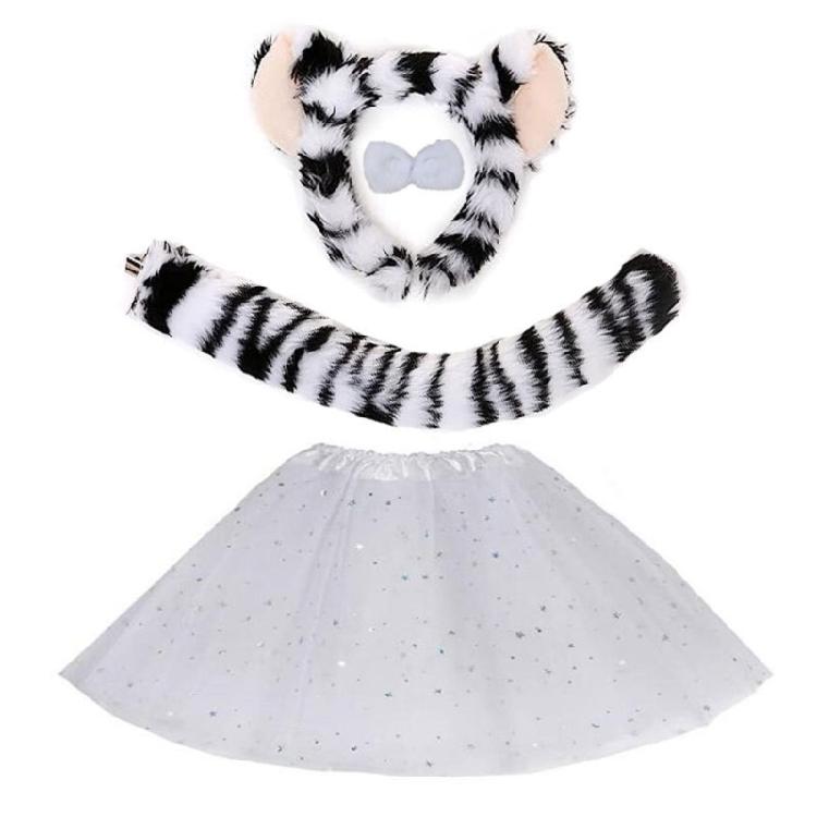 Zvieracie Kostýmy Leopardie Uši Čelenka Chvost Tutu Zvieracie Maškarné Kostýmy Súpravy Halloween Cosplay Párty Doplnky