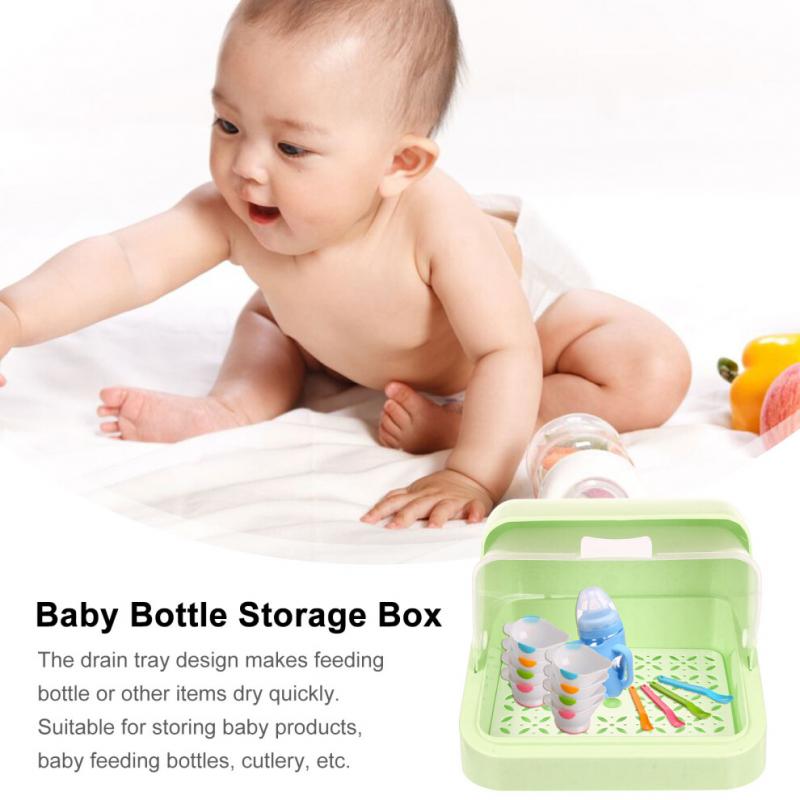 1pack Baby Bottle Box Storage Pp Dustproof Green For Parents
