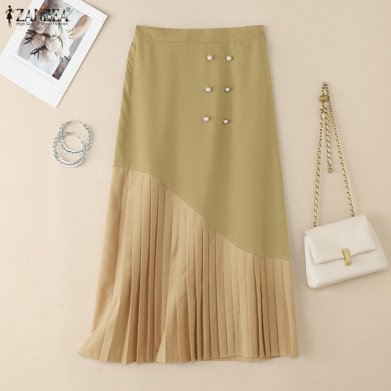 ZANZEA Women Loose Casual Patchwork Long Skirts