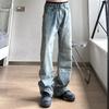 High Street Jeanshose für Männer, Retro Distressed, Lockere Hose mit geradem Bein, Sporthose mit weitem Bein, trendy