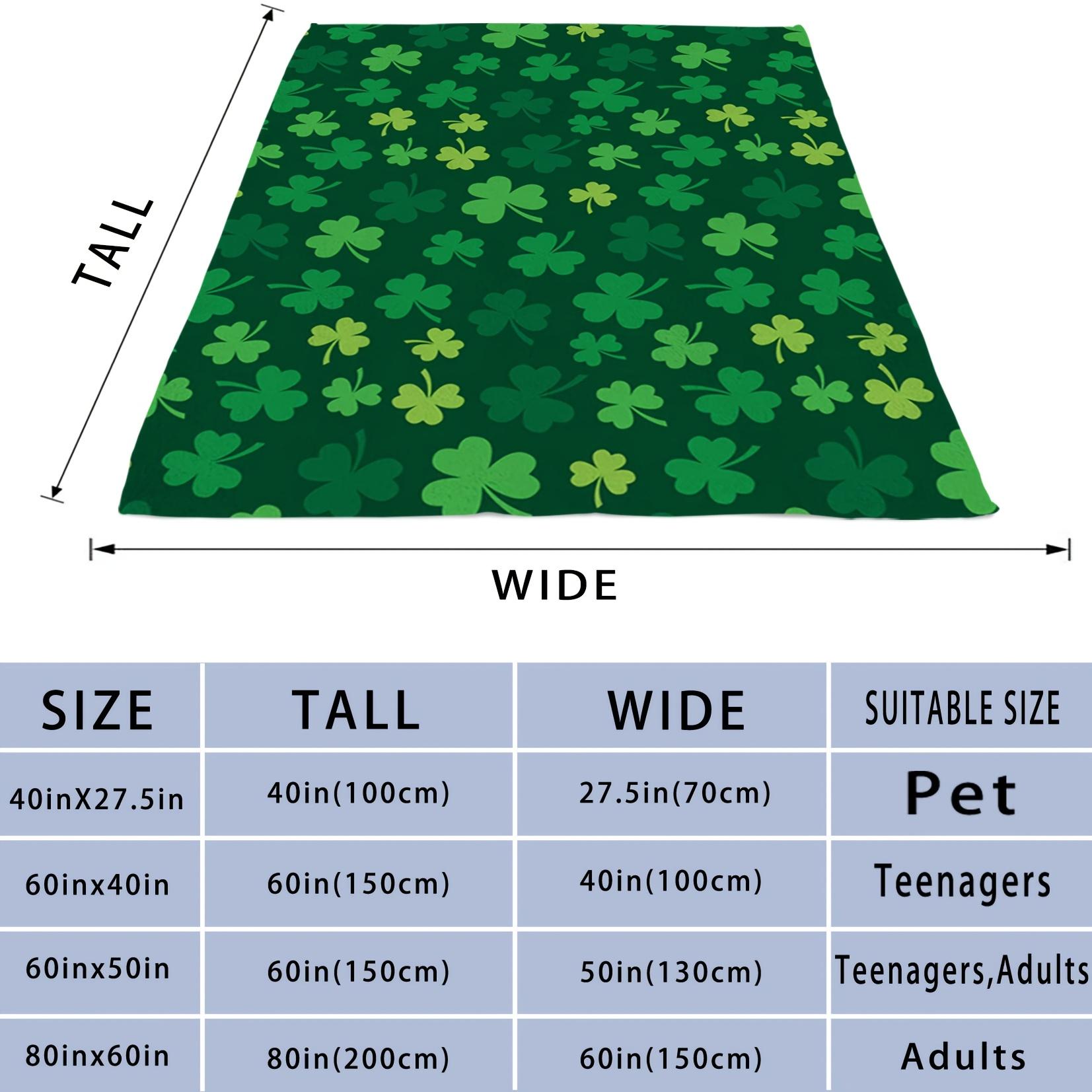 

St. Patrick S Day Clover Throw Blanket, Traditional-Style Flannel Fleece, Digital Print, Lightweight, Cozy, Machine Washable 75x90cm