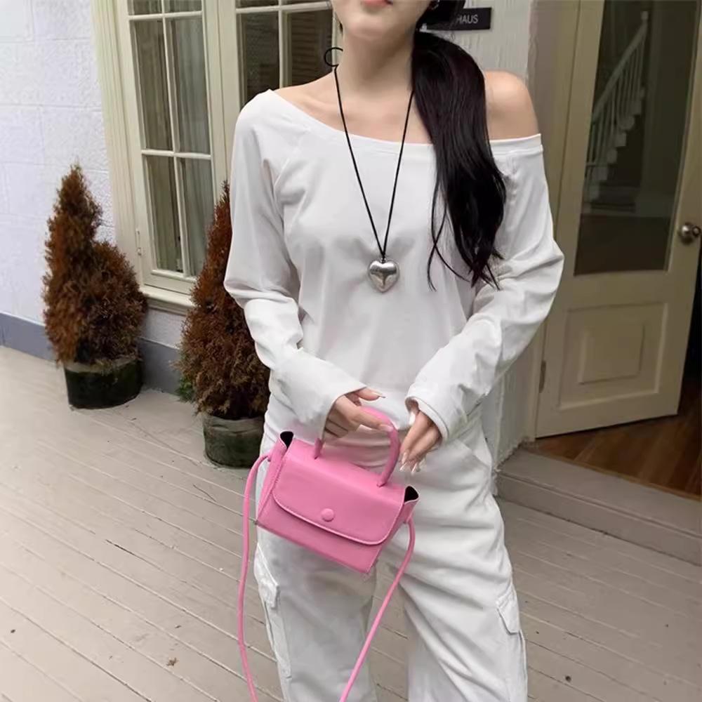 Elegant White One-Shoulder Long-Sleeve Loose-Fit Women's Autumn/Winter Top
