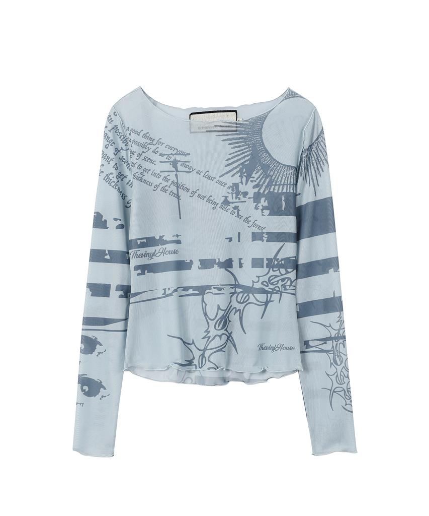 THEVINYLHOUSE Graffiti Mesh Ls Tee (W) Blue